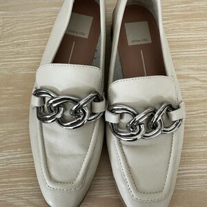 Dolce Vita White ivory Flats with Metallic Chain Detail